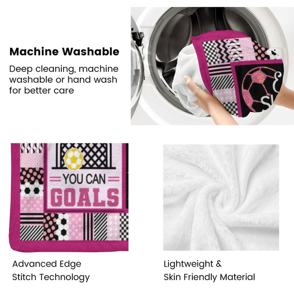 Soccer Blanket, Soccer Sports Themed Throw, Soft Nap Throw Blanket for Home Boys Girls Women Men Soccer Lovers Gifts