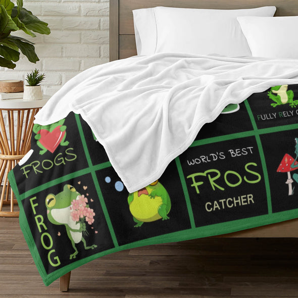 Frog Pattern Blanket Fleece Throw Blanket Super Soft Warm Gifts for Baby Girls Boys Kids Mom Grandma Room Decor