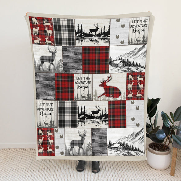 Deer Pattern Blanket Fleece Throw Blanket Super Soft Warm Gifts for Baby Girls Boys Kids Mom Grandma Room Decor