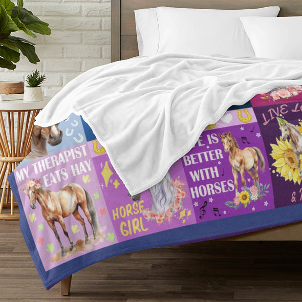Horse Blanket Gift for Women Girl Who Loves Horses for Sofa Couch Bed Room Birthday Decor Bed Travel