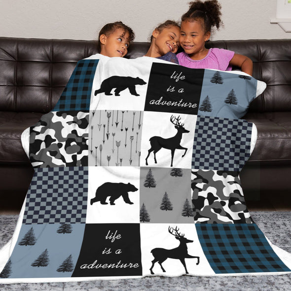 Deer Pattern Blanket Fleece Throw Blanket Super Soft Warm Gifts for Baby Girls Boys Kids Mom Grandma Room Decor