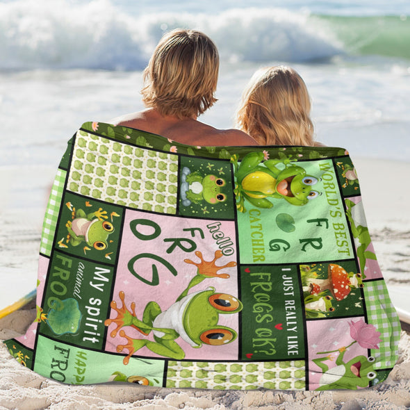 Frog Pattern Blanket Fleece Throw Blanket Super Soft Warm Gifts for Baby Girls Boys Kids Mom Grandma Room Decor