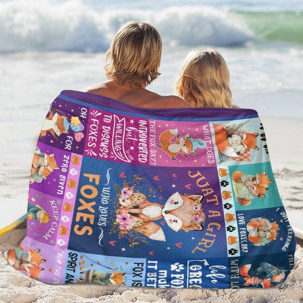 Fox Pattern Blanket Fleece Throw Blanket Super Soft Warm Gifts for Baby Girls Boys Kids Mom Grandma Room Decor