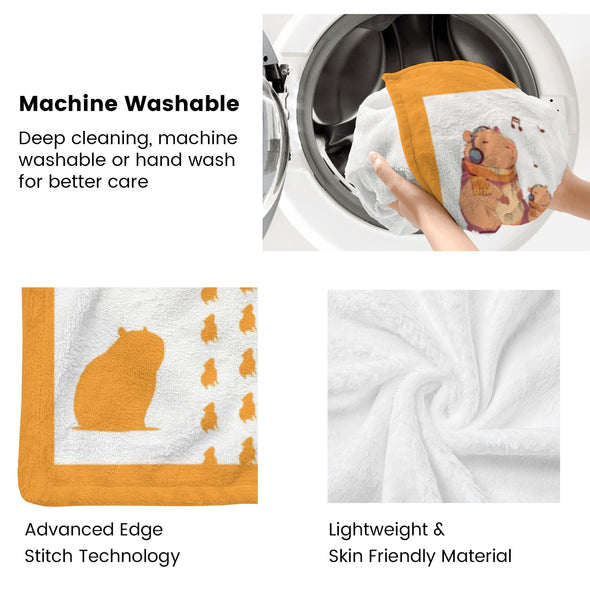 Capybara Pattern Blanket Fleece Throw Blanket Super Soft Warm Gifts for Baby Girls Boys Kids Mom Grandma Room Decor