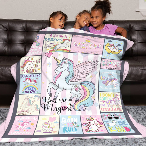 Unicorn Throw Blanket Super Soft Warm Cozy Fuzzy Plush Blanket Gifts for Girls Boys Kids Room Decor