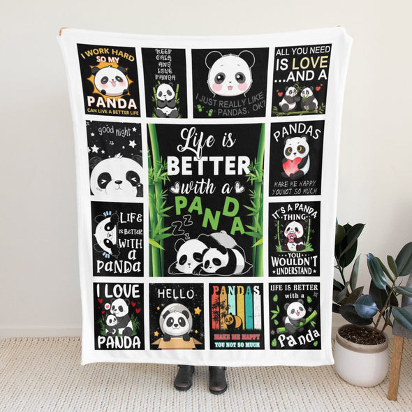 Panda Pattern Blanket Fleece Throw Blanket Super Soft Warm Gifts for Baby Girls Boys Kids Mom Grandma Room Decor
