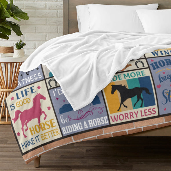 Horse Blanket Gift for Women Girl Who Loves Horses for Sofa Couch Bed Room Birthday Decor Bed Travel