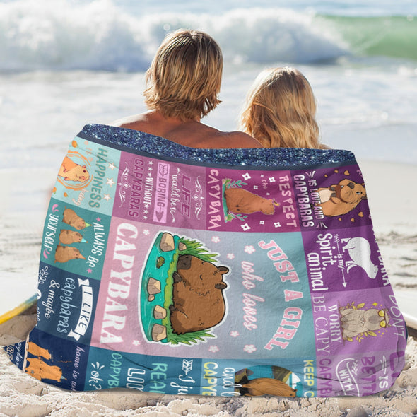 Capybara Pattern Blanket Fleece Throw Blanket Super Soft Warm Gifts for Baby Girls Boys Kids Mom Grandma Room Decor