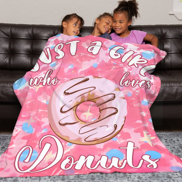 Donut Pattern Blanket Fleece Throw Blanket Super Soft Warm Gifts for Baby Girls Boys Kids Mom Grandma Room Decor