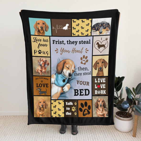 Dachshund Pattern Blanket Fleece Throw Blanket Super Soft Warm Gifts for Baby Girls Boys Kids Mom Grandma Room Decor