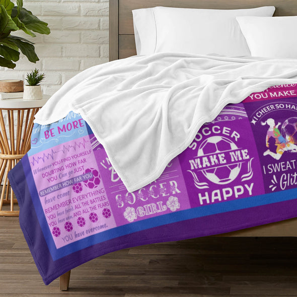 Soccer Blanket, Soccer Sports Themed Throw, Soft Nap Throw Blanket for Home Boys Girls Women Men Soccer Lovers Gifts