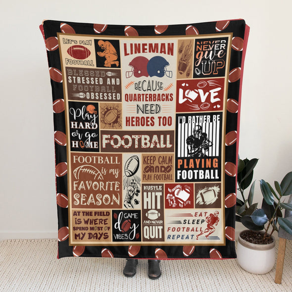 Football Pattern Blanket Fleece Throw Blanket Super Soft Warm Gifts for Baby Girls Boys Kids Mom Grandma Room Decor
