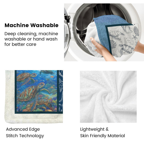 Turtle Pattern Blanket Fleece Throw Blanket Super Soft Warm Gifts for Baby Girls Boys Kids Mom Grandma Room Decor