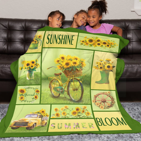 Sunflower Blanket Fleece Throw Blanket Super Soft Warm Gifts for Baby Girls Boys Kids Mom Grandma Room Decor
