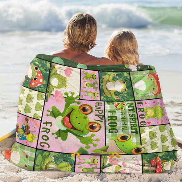Frog Pattern Blanket Fleece Throw Blanket Super Soft Warm Gifts for Baby Girls Boys Kids Mom Grandma Room Decor