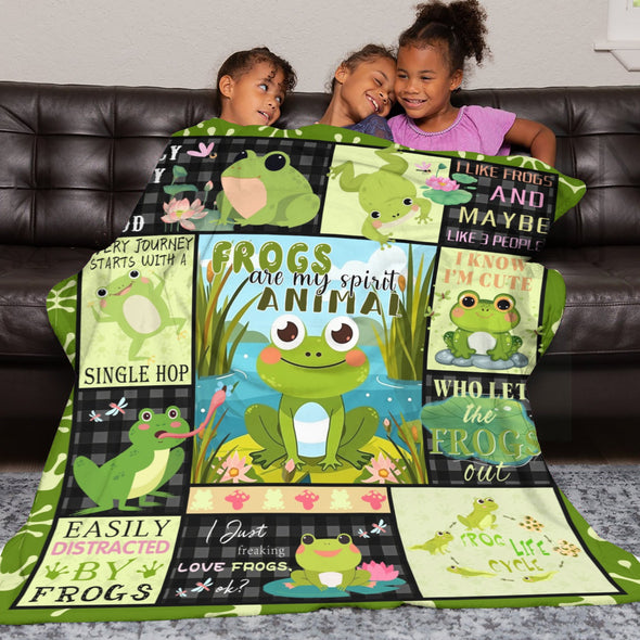 Frog Pattern Blanket Fleece Throw Blanket Super Soft Warm Gifts for Baby Girls Boys Kids Mom Grandma Room Decor