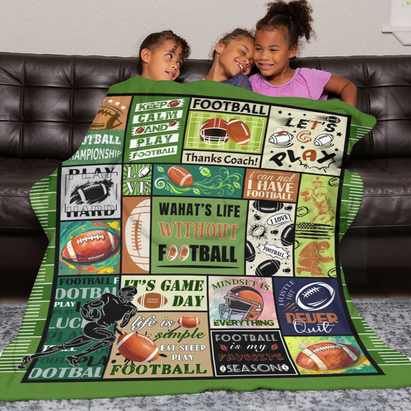 Football Pattern Blanket Fleece Throw Blanket Super Soft Warm Gifts for Baby Girls Boys Kids Mom Grandma Room Decor