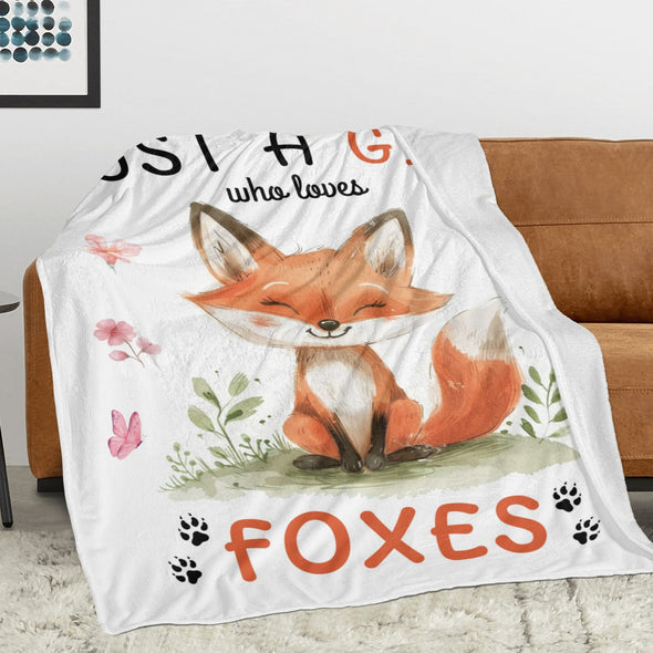 Fox Pattern Blanket Fleece Throw Blanket Super Soft Warm Gifts for Baby Girls Boys Kids Mom Grandma Room Decor