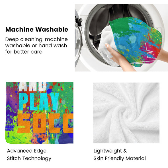 Soccer Blanket, Soccer Sports Themed Throw, Soft Nap Throw Blanket for Home Boys Girls Women Men Soccer Lovers Gifts