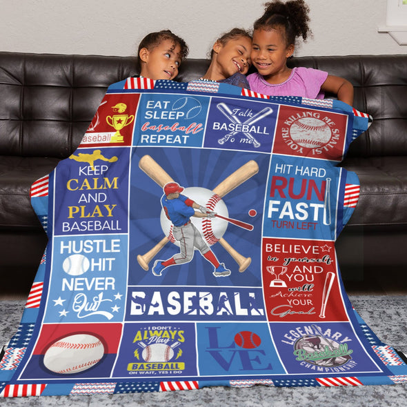 Baseball Pattern Blanket Fleece Throw Blanket Super Soft Warm Gifts for Baby Girls Boys Kids Mom Grandma Room Decor
