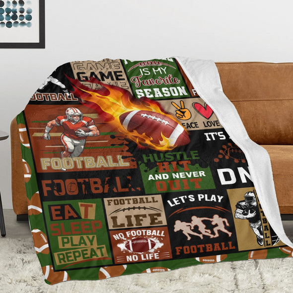 Football Pattern Blanket Fleece Throw Blanket Super Soft Warm Gifts for Baby Girls Boys Kids Mom Grandma Room Decor