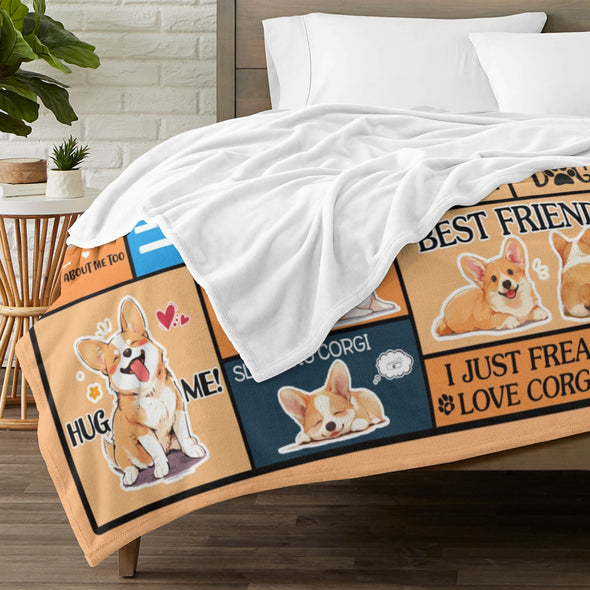 Corgi Blanket Fleece Throw Blanket Super Soft Warm Gifts for Baby Girls Boys Kids Mom Grandma Room Decor