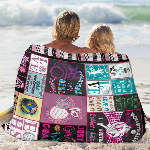 Volleyball Pattern Blanket Fleece Throw Blanket Super Soft Warm Gifts for Baby Girls Boys Kids Mom Grandma Room Decor