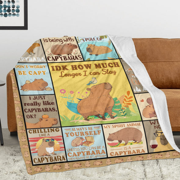Capybara Pattern Blanket Fleece Throw Blanket Super Soft Warm Gifts for Baby Girls Boys Kids Mom Grandma Room Decor