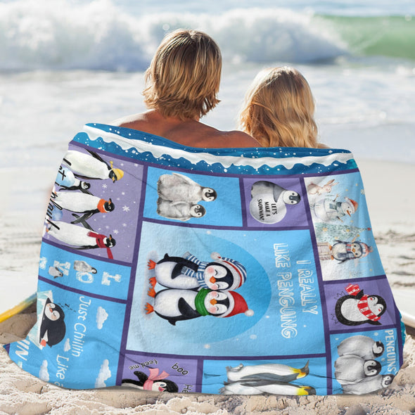 Penguin Blanket Fleece Throw Blanket Super Soft Warm Gifts for Baby Girls Boys Kids Mom Grandma Room Decor