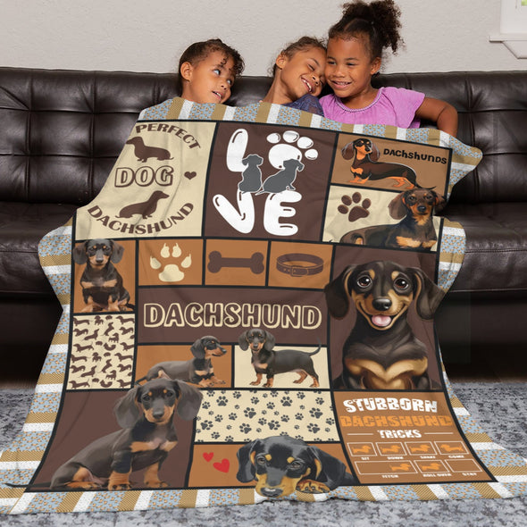 Dachshund Pattern Blanket Fleece Throw Blanket Super Soft Warm Gifts for Baby Girls Boys Kids Mom Grandma Room Decor