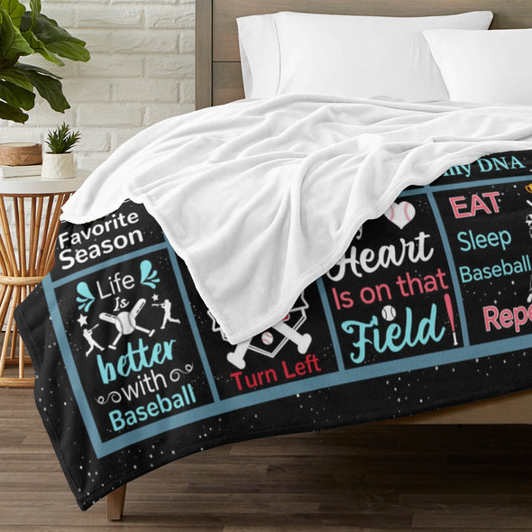 Baseball Pattern Blanket Fleece Throw Blanket Super Soft Warm Gifts for Baby Girls Boys Kids Mom Grandma Room Decor