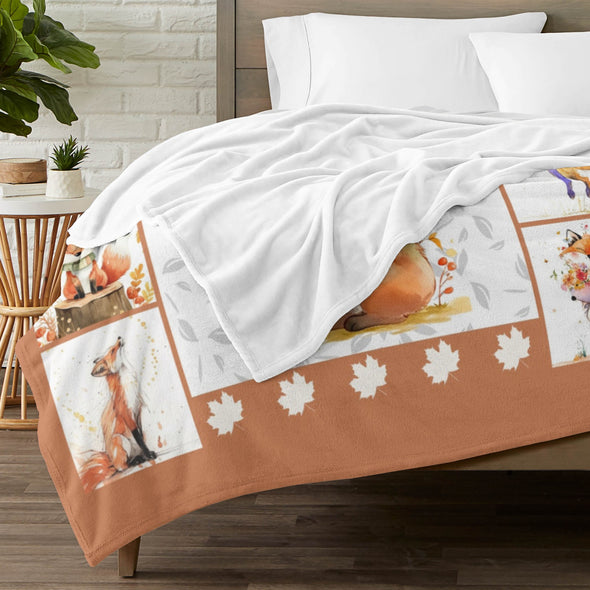 Fox Pattern Blanket Fleece Throw Blanket Super Soft Warm Gifts for Baby Girls Boys Kids Mom Grandma Room Decor