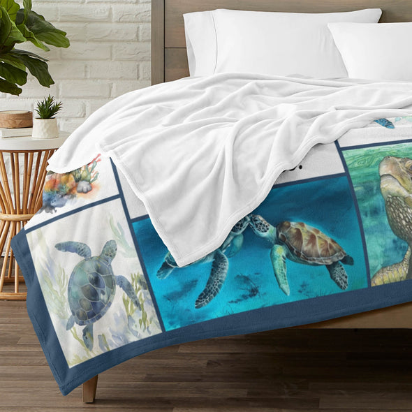 Turtle Pattern Blanket Fleece Throw Blanket Super Soft Warm Gifts for Baby Girls Boys Kids Mom Grandma Room Decor