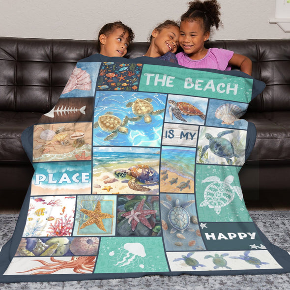 Turtle Pattern Blanket Fleece Throw Blanket Super Soft Warm Gifts for Baby Girls Boys Kids Mom Grandma Room Decor