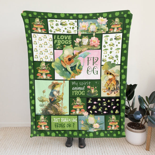 Frog Pattern Blanket Fleece Throw Blanket Super Soft Warm Gifts for Baby Girls Boys Kids Mom Grandma Room Decor