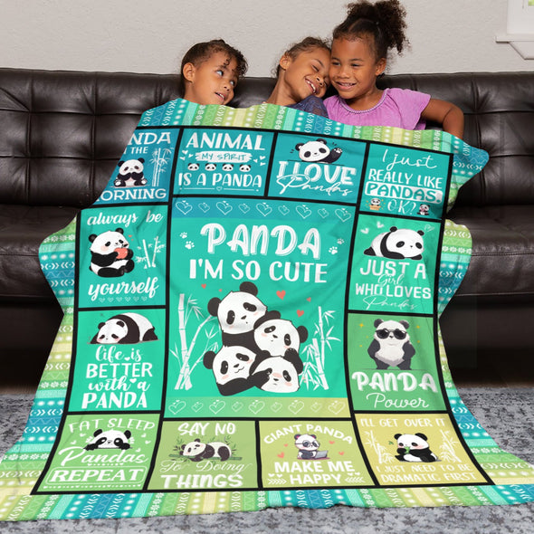 Panda Pattern Blanket Fleece Throw Blanket Super Soft Warm Gifts for Baby Girls Boys Kids Mom Grandma Room Decor