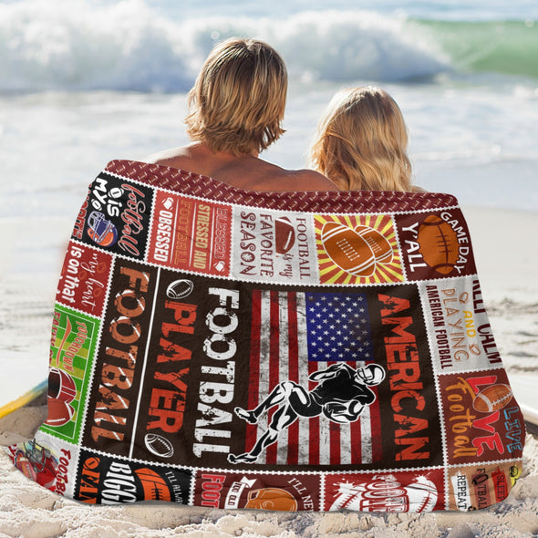 Football Pattern Blanket Fleece Throw Blanket Super Soft Warm Gifts for Baby Girls Boys Kids Mom Grandma Room Decor