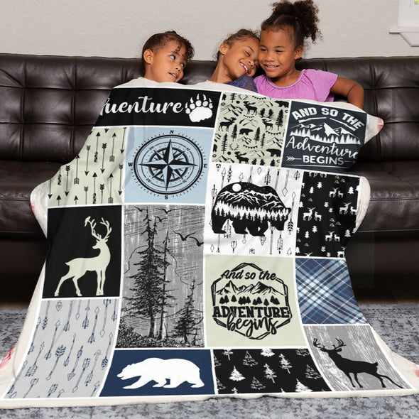 Deer Pattern Blanket Fleece Throw Blanket Super Soft Warm Gifts for Baby Girls Boys Kids Mom Grandma Room Decor