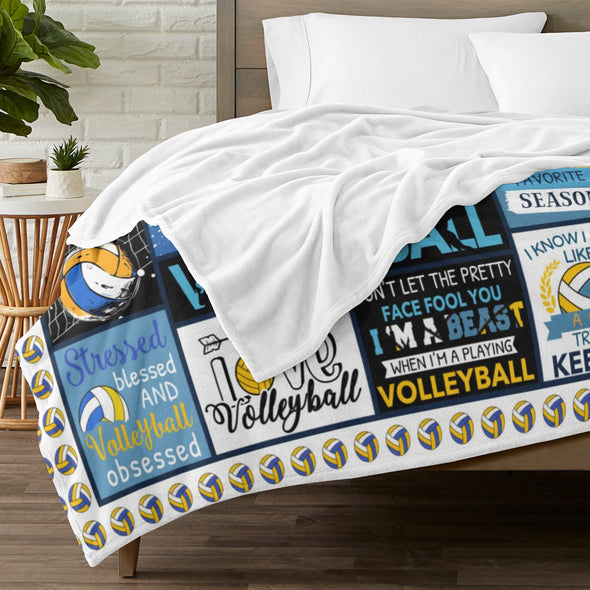 Volleyball Pattern Blanket Fleece Throw Blanket Super Soft Warm Gifts for Baby Girls Boys Kids Mom Grandma Room Decor