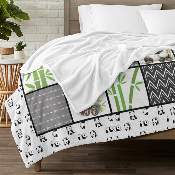 Panda Pattern Blanket Fleece Throw Blanket Super Soft Warm Gifts for Baby Girls Boys Kids Mom Grandma Room Decor