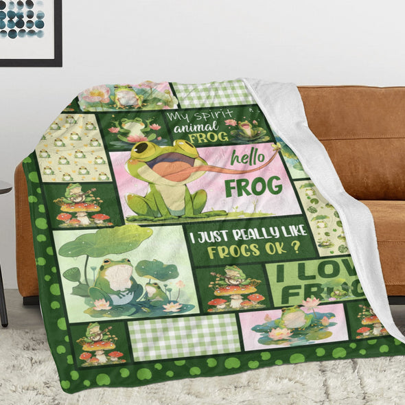 Frog Pattern Blanket Fleece Throw Blanket Super Soft Warm Gifts for Baby Girls Boys Kids Mom Grandma Room Decor