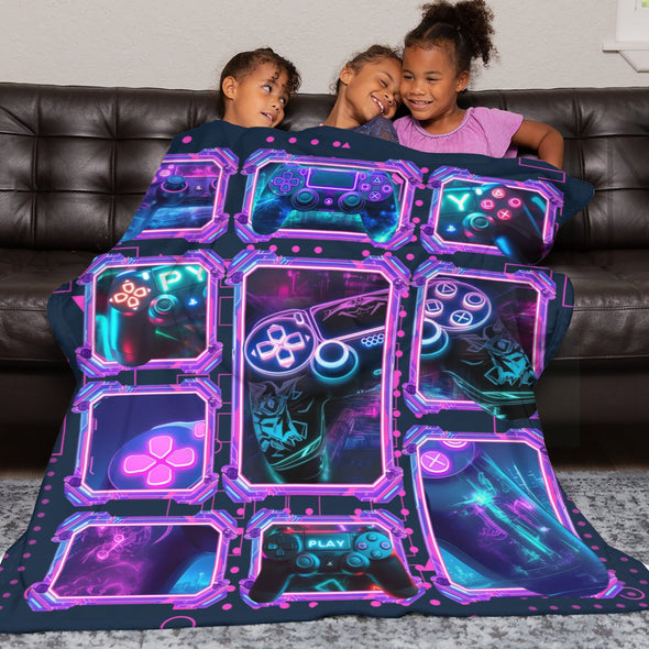 Gamer Blanket Fleece Throw Blanket Super Soft Warm Gifts for Baby Girls Boys Kids Mom Grandma Room Decor