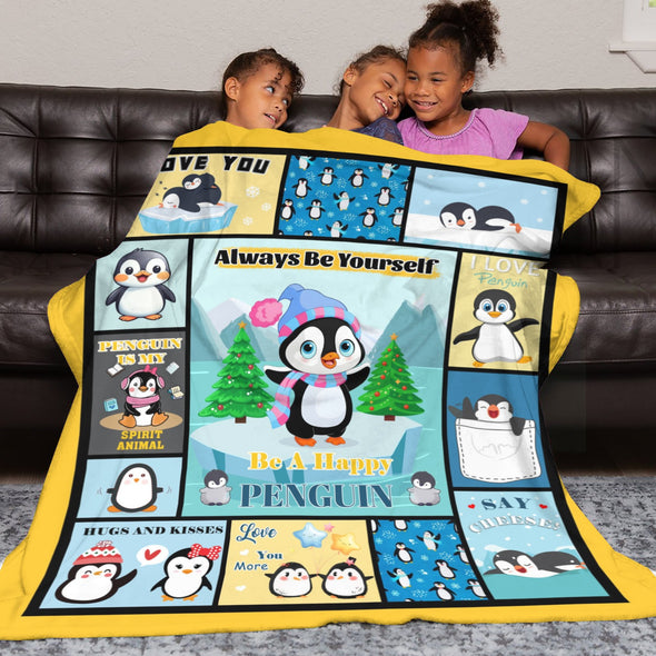 Penguin Blanket Fleece Throw Blanket Super Soft Warm Gifts for Baby Girls Boys Kids Mom Grandma Room Decor