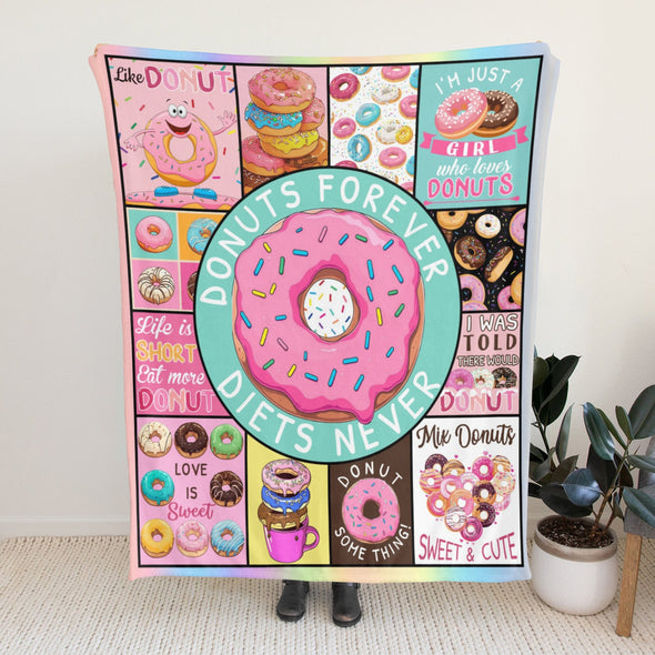 Donut Pattern Blanket Fleece Throw Blanket Super Soft Warm Gifts for Baby Girls Boys Kids Mom Grandma Room Decor