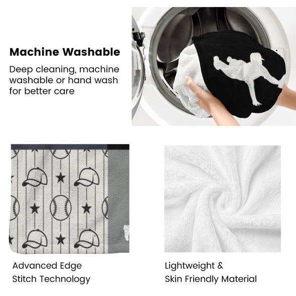 Baseball Pattern Blanket Fleece Throw Blanket Super Soft Warm Gifts for Baby Girls Boys Kids Mom Grandma Room Decor