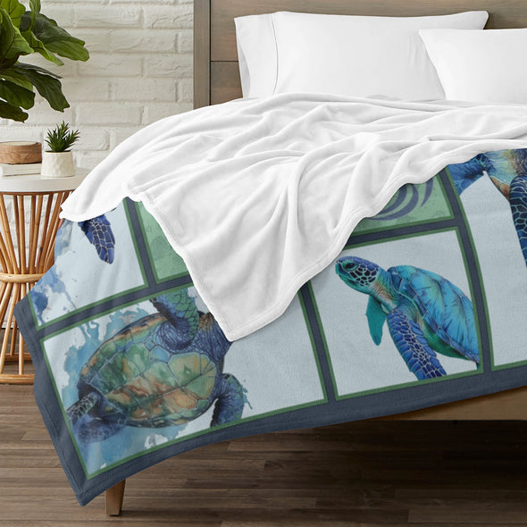 Turtle Pattern Blanket Fleece Throw Blanket Super Soft Warm Gifts for Baby Girls Boys Kids Mom Grandma Room Decor