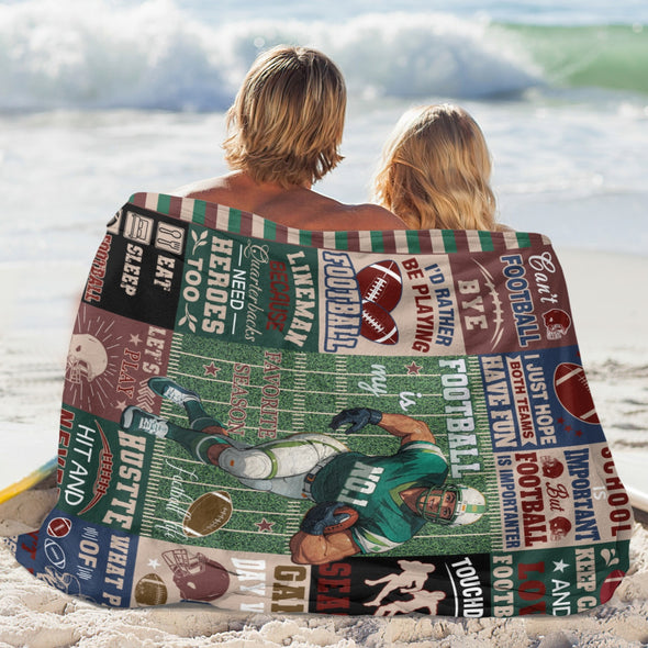Football Pattern Blanket Fleece Throw Blanket Super Soft Warm Gifts for Baby Girls Boys Kids Mom Grandma Room Decor