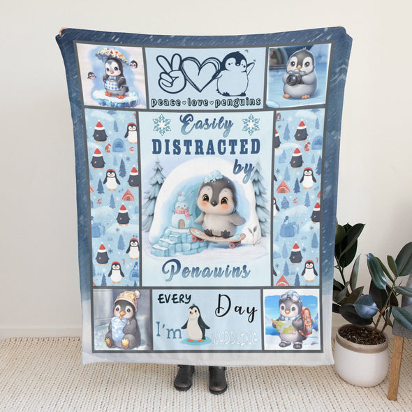 Penguin Blanket Fleece Throw Blanket Super Soft Warm Gifts for Baby Girls Boys Kids Mom Grandma Room Decor