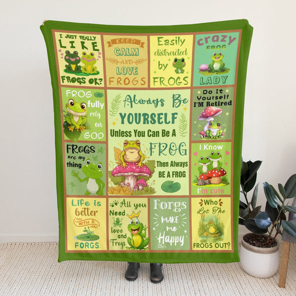 Frog Pattern Blanket Fleece Throw Blanket Super Soft Warm Gifts for Baby Girls Boys Kids Mom Grandma Room Decor