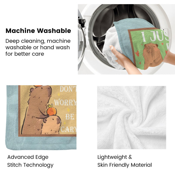 Capybara Pattern Blanket Fleece Throw Blanket Super Soft Warm Gifts for Baby Girls Boys Kids Mom Grandma Room Decor